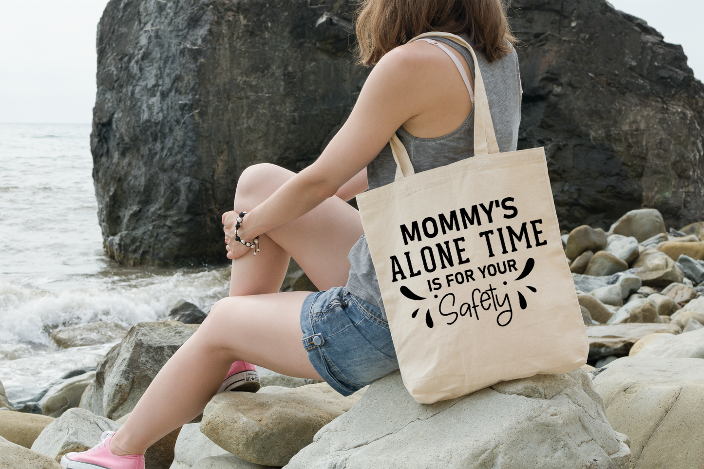 Mommy Funny Quote - Alone Time - Premium Tote Bag