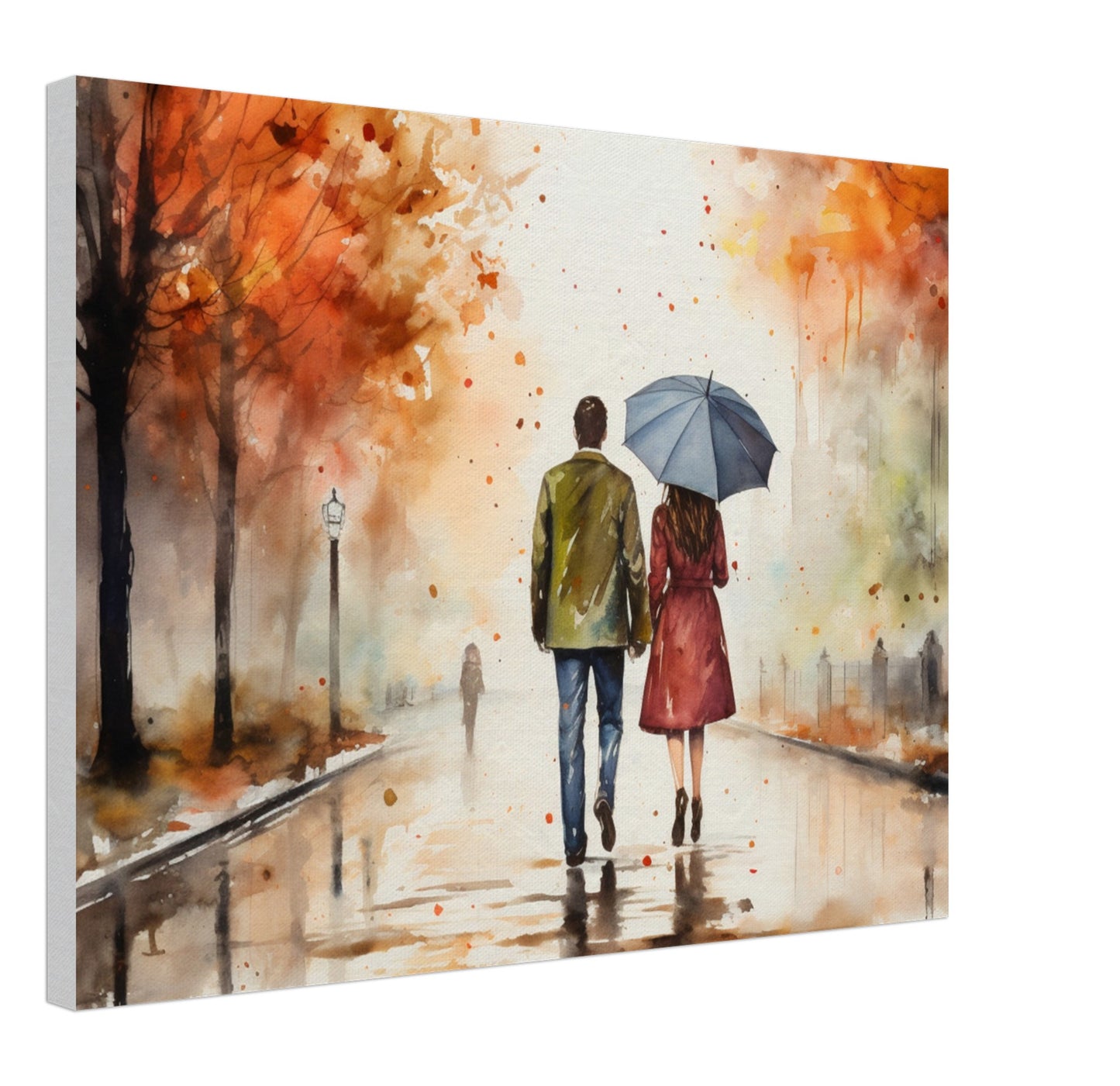 Couple in the Park Watercolour - Canvas