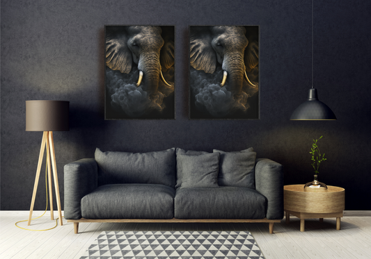 Abstract Elephant Art - Museum-Quality Matte Paper Wooden Framed Poster