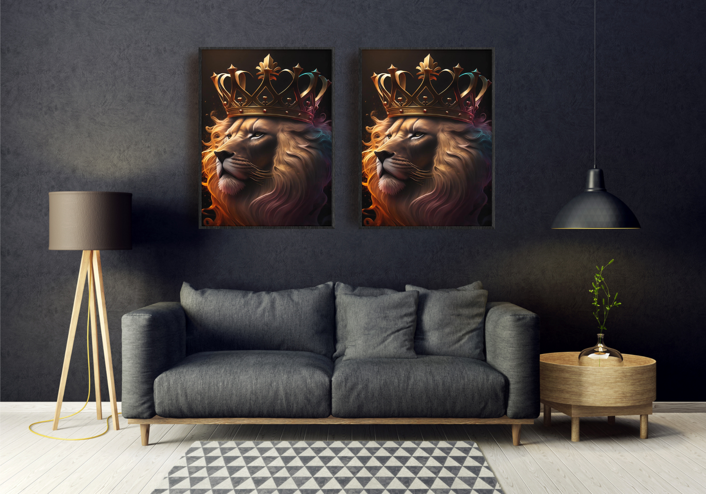 Abstract Lion Art - Museum-Quality Matte Paper Wooden Framed Poster