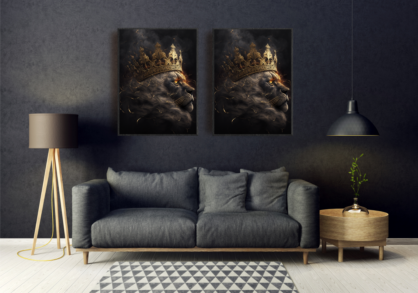 Abstract Lion Art - Museum-Quality Matte Paper Wooden Framed Poster