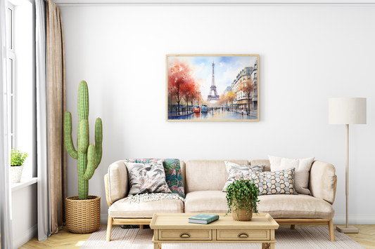 Eiffel Tower Watercolour - Canvas