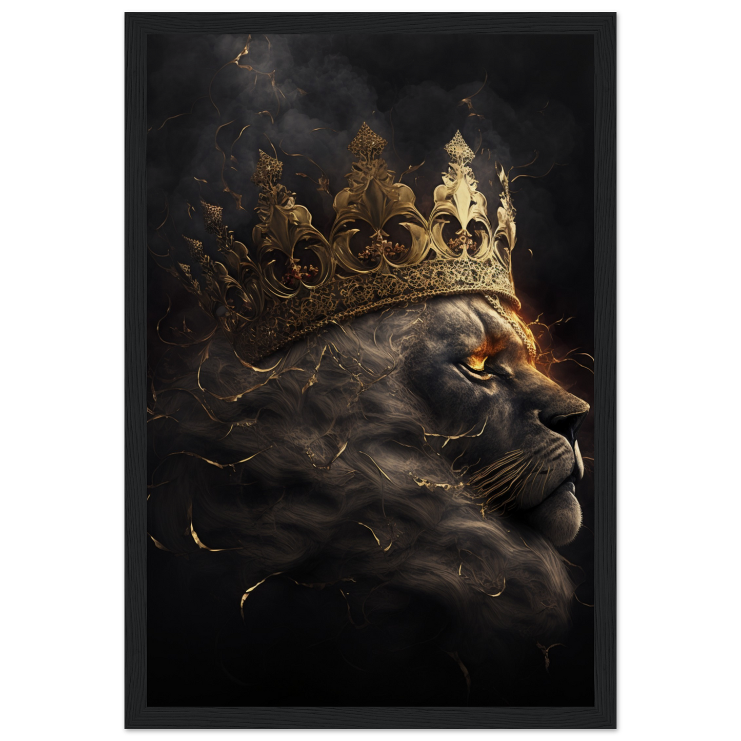 Abstract Lion Art - Museum-Quality Matte Paper Wooden Framed Poster