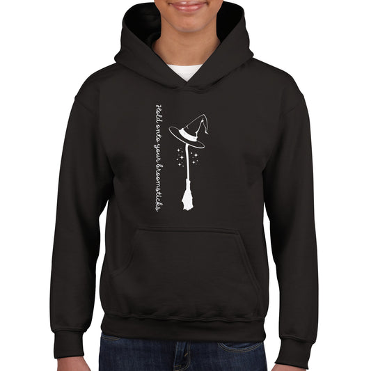 Kids Hold onto your broom Halloween Hoodie