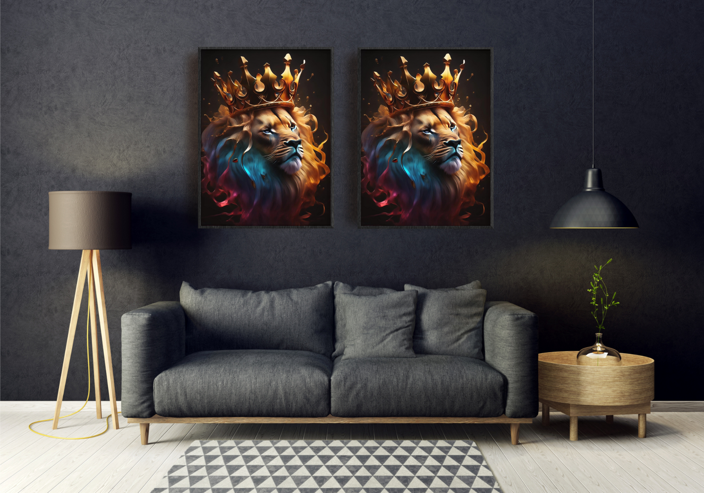 Abstract Lion Art - Museum-Quality Matte Paper Wooden Framed Poster