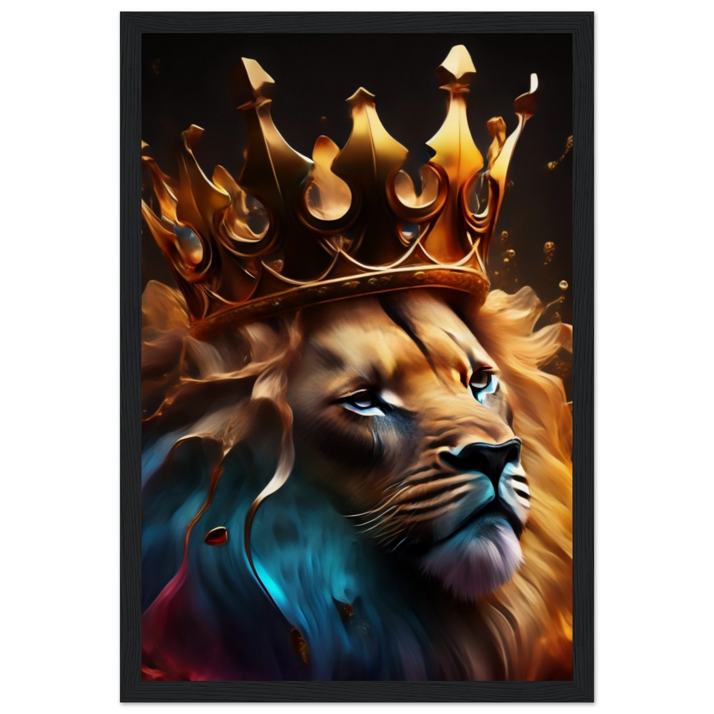 Abstract Lion Art - Museum-Quality Matte Paper Wooden Framed Poster